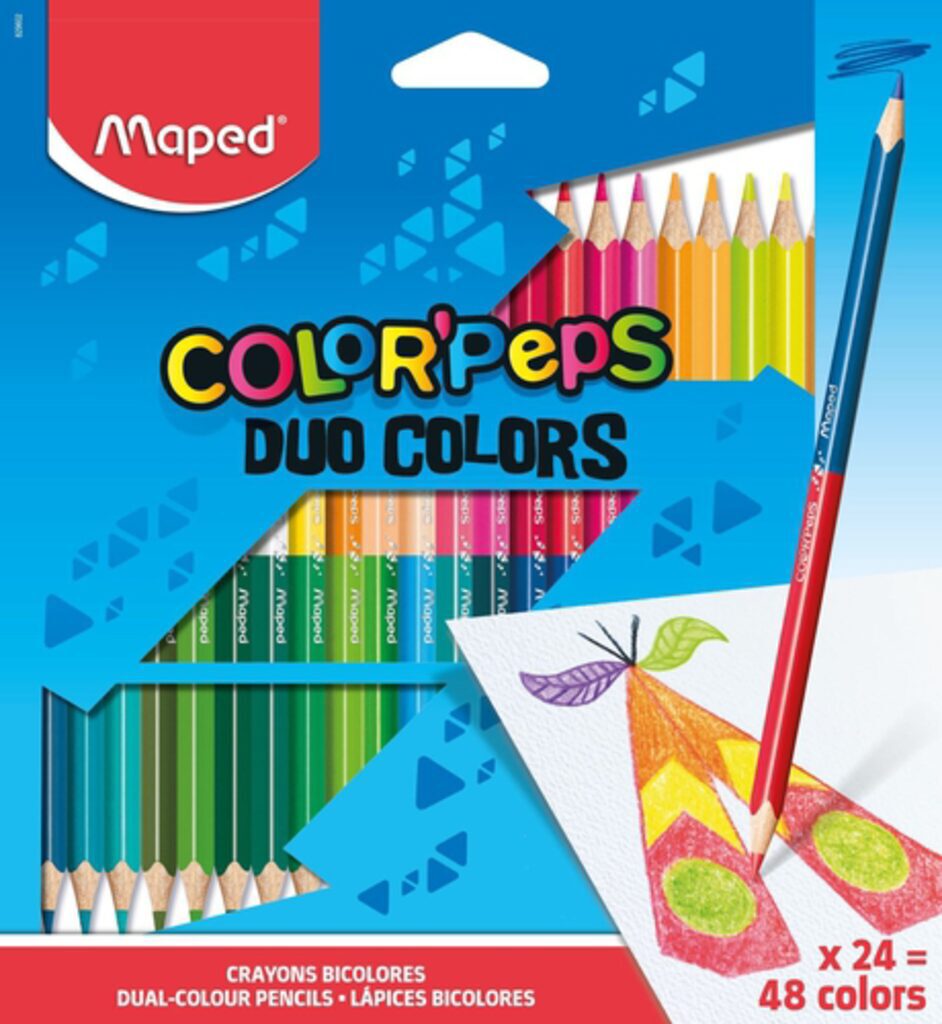 Карандаши цвет. двусторонние 24шт/48цв  Maped Color Peps трехгранные, ударопрочные