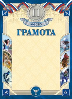 Грамота спортивная 2 место А4 190 гр/м2