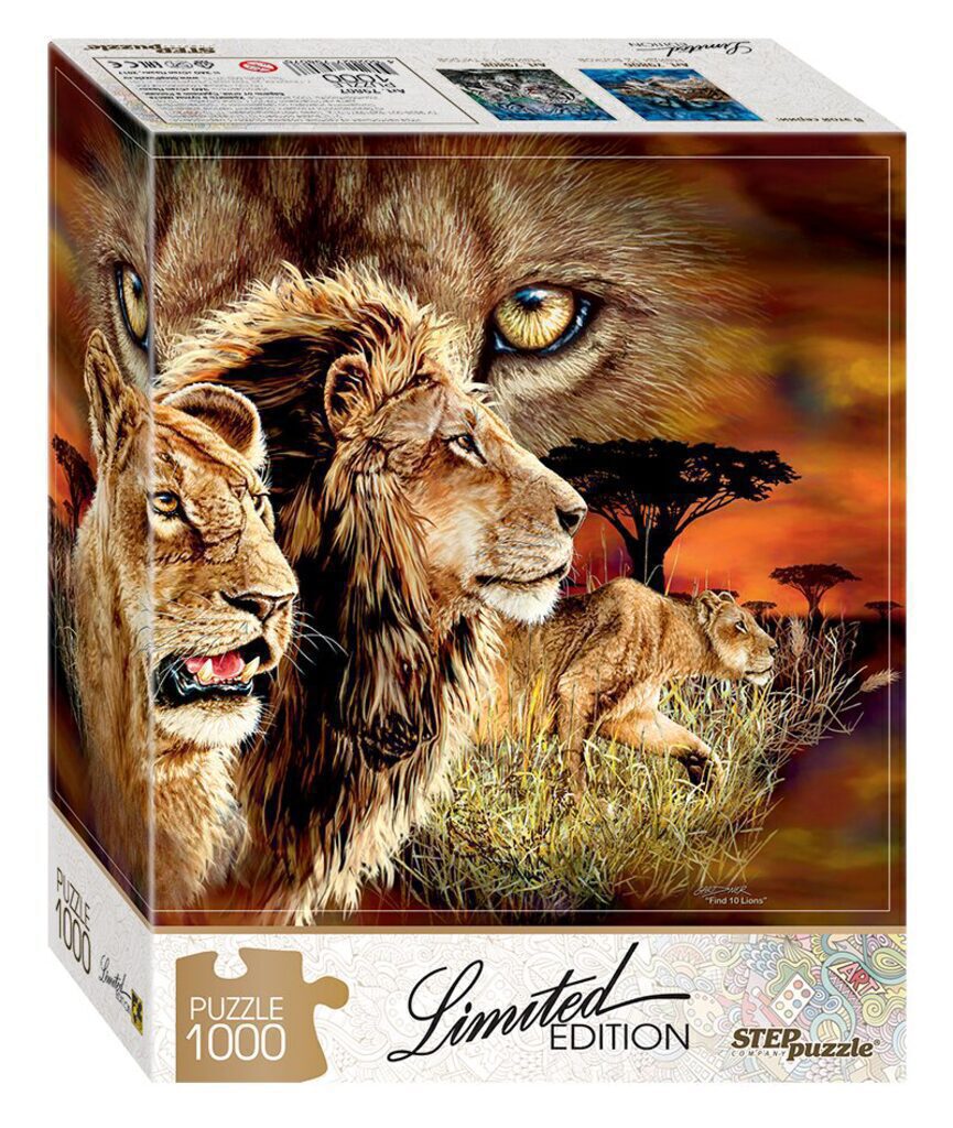 Пазлы 1000 элементов  480*680мм.  "Найди 10 львов" (Limited Edition)
