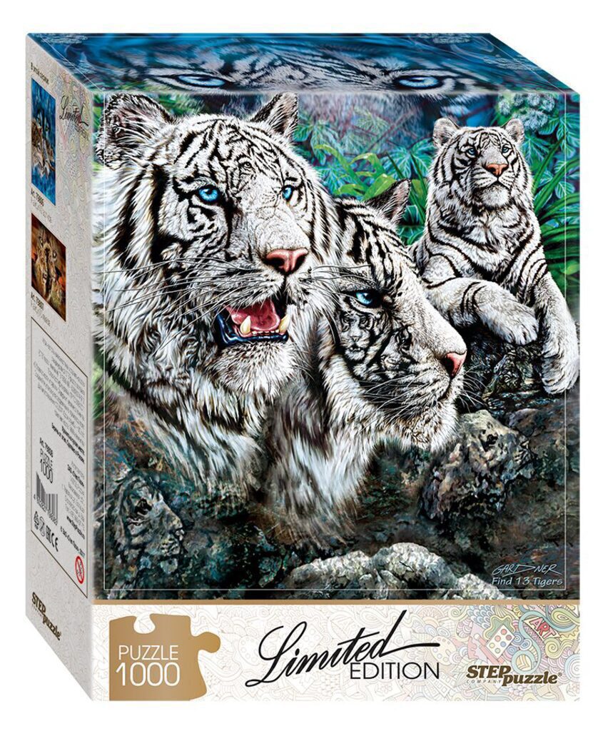 Пазлы 1000 элементов  480*680мм.  "Найди 13 тигров" (Limited Edition)