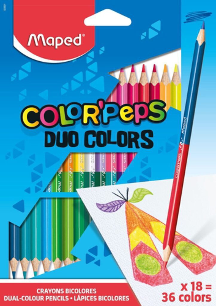 Карандаши цвет. двусторонние 18шт/36цв  Maped Color Peps трехгранные, ударопрочные