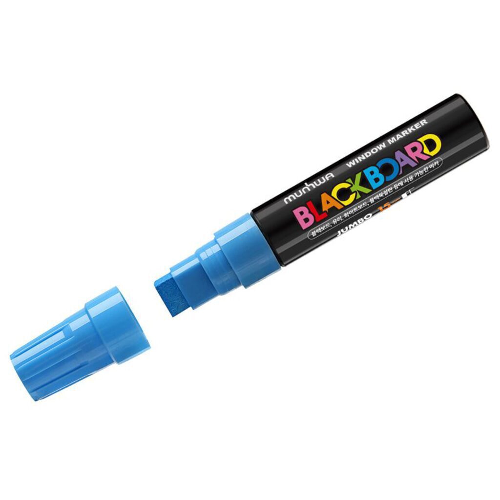 Маркер меловой "Black Board Jumbo" 15мм, ГОЛУБОЙ