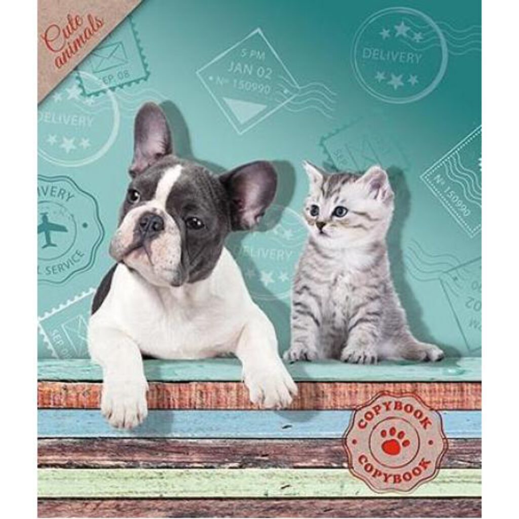 Тетрадь А5 48л кл.,    "Щенок и котенок" блок офсет №2