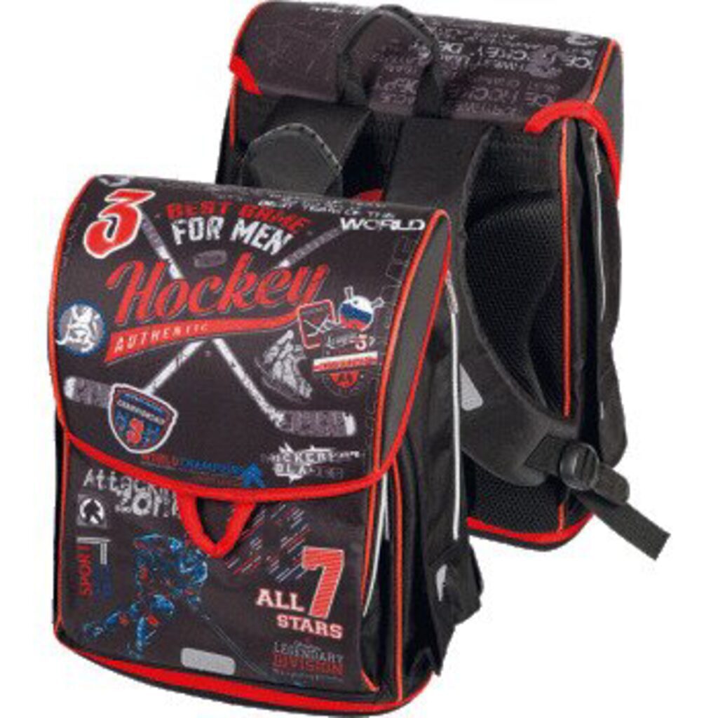 Ранец школьный 36*28*16см deVENTE Bosu "Hockey" полиэстер, 1 отд на замке, 3 карм, светоотр.