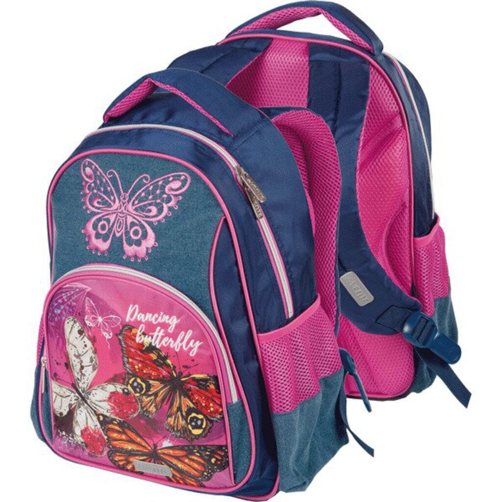 Рюкзак школьный  deVENTE. Basic. Butterfly, 38*28*12см, полиэстер,1 отд на молн,5 карм, светоот.