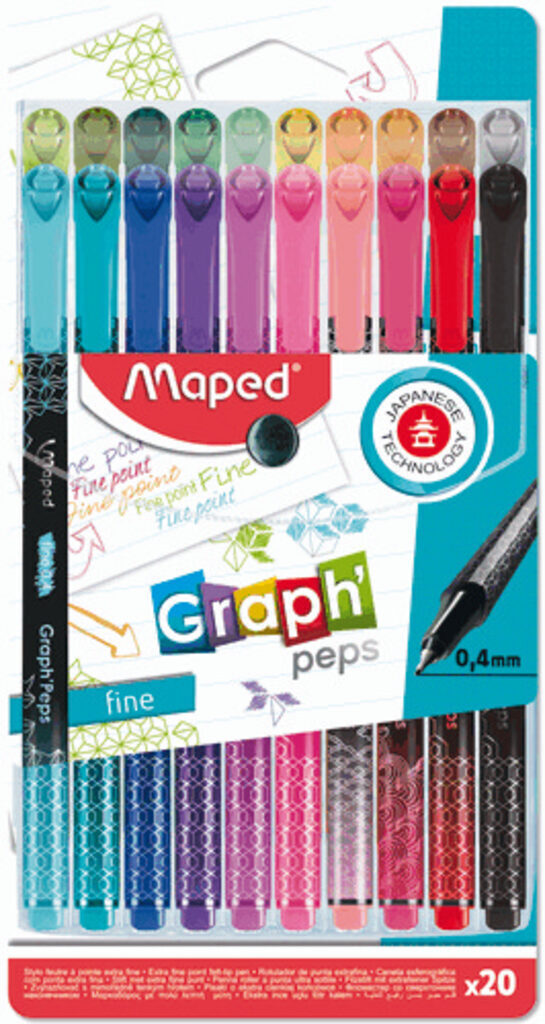 Набор капиллярных ручек "Maped Graph Peps" 0.4мм 20цв., в футляре
