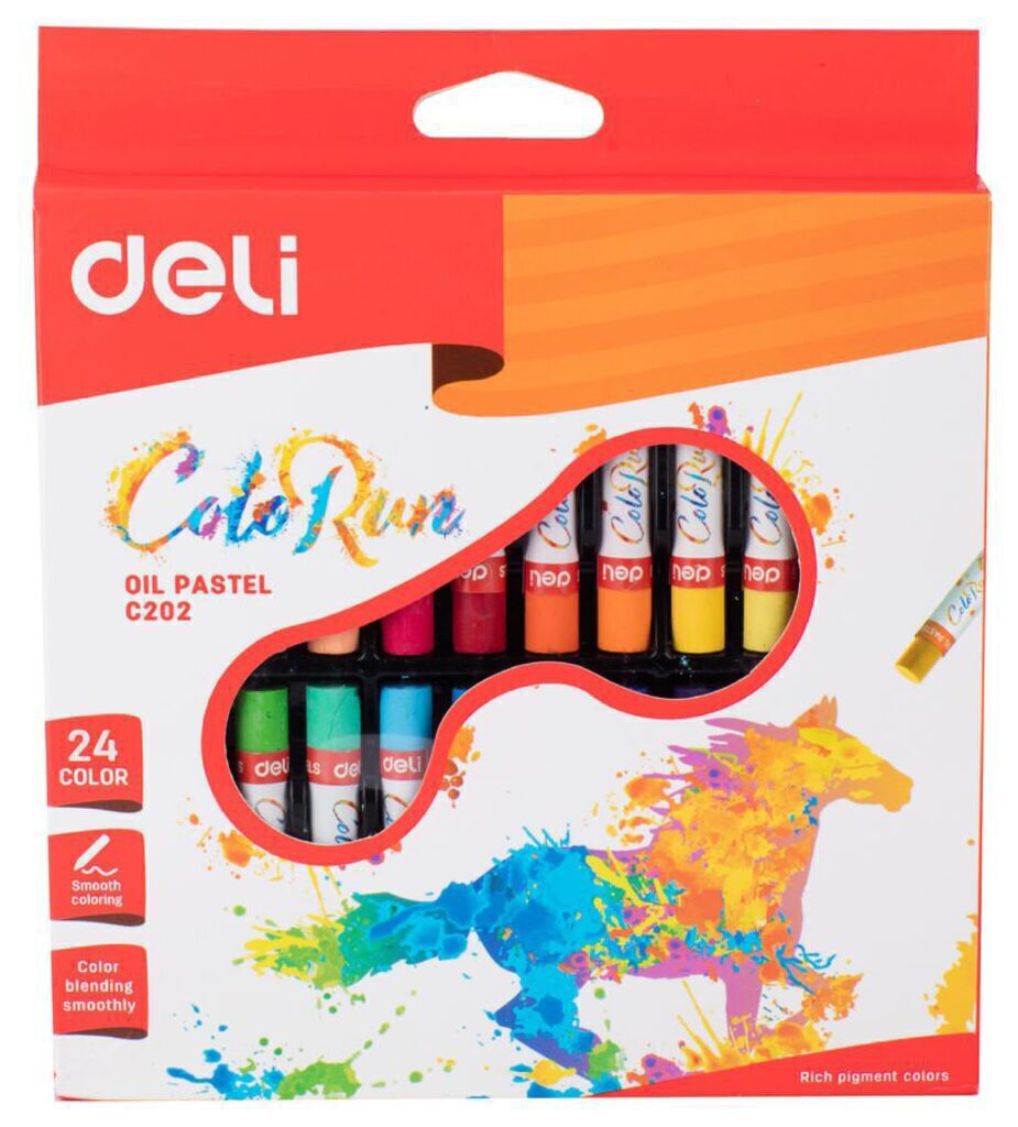 Пастель масляная Deli ColoRun 24цв, картон.кор./европод.