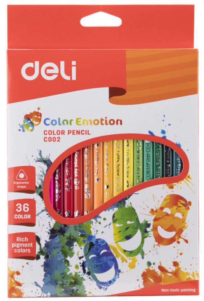 Карандаши цвет. 36цв Deli  Color Emotion трехгранные, европодвес