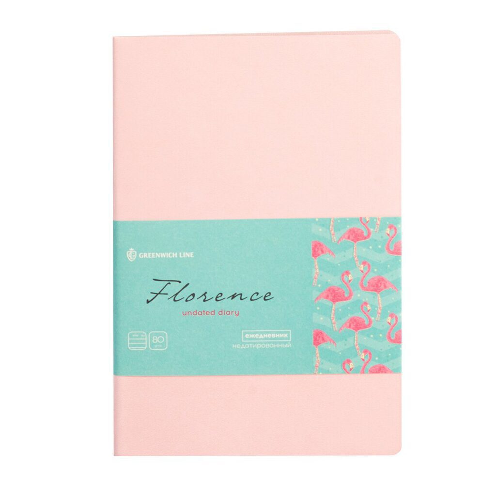 Ежедневник недат. B6 (125*176) "Florence" 160л, кожзам, тон. блок, розовый