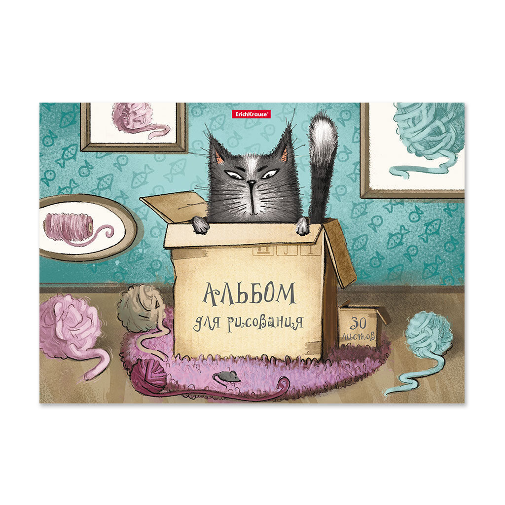 Альбом А4 30л клеевой кор. "Cat & Box"