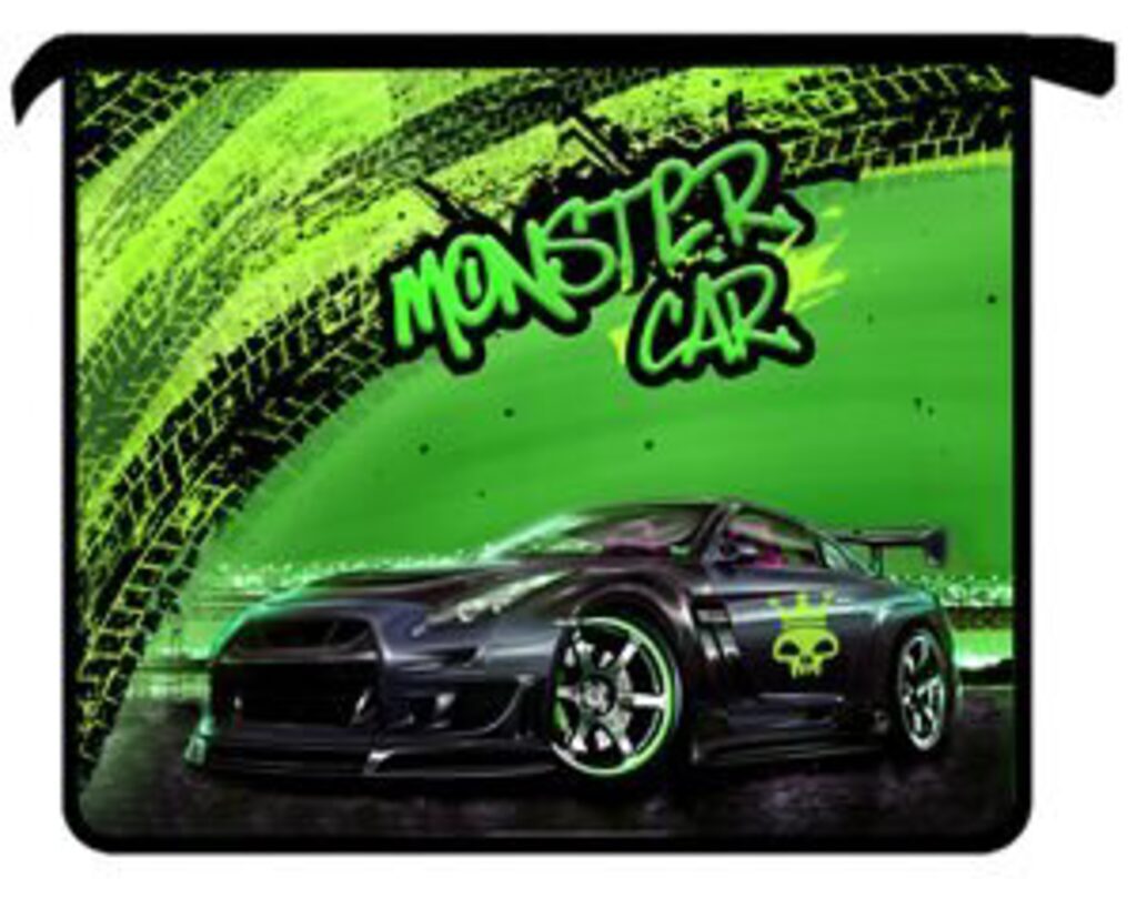 Папка д/труда А4 (340*235*30) 1отд. молния вокруг, ткань/ламинат "Monstеr car"