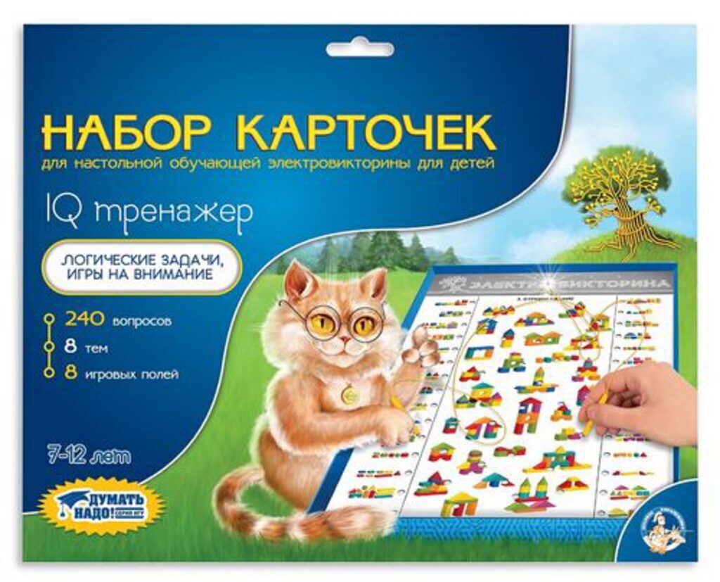 Набор доп. карточек к Электровикторине "IQ тренажер" 8 карточек 7+