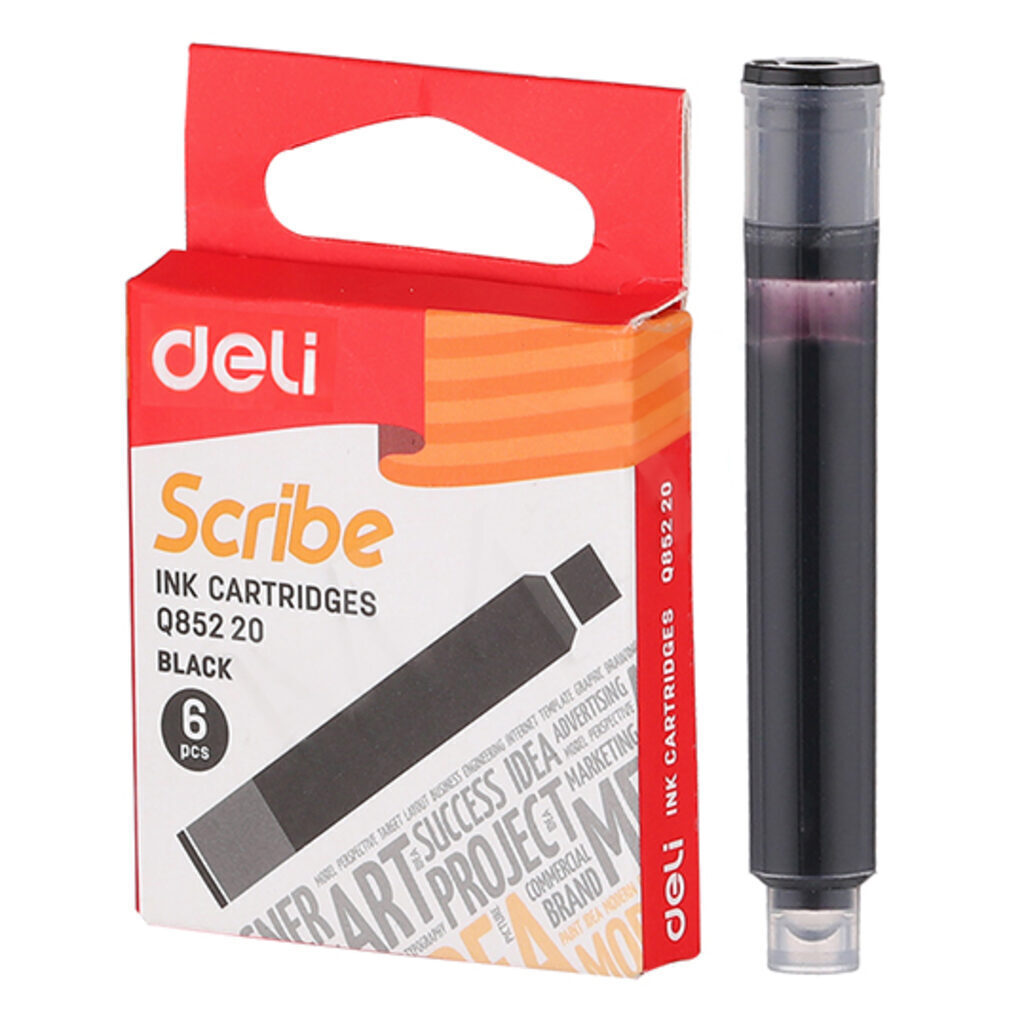 Картридж Deli Scribe для перьевой ручки черн., 6шт