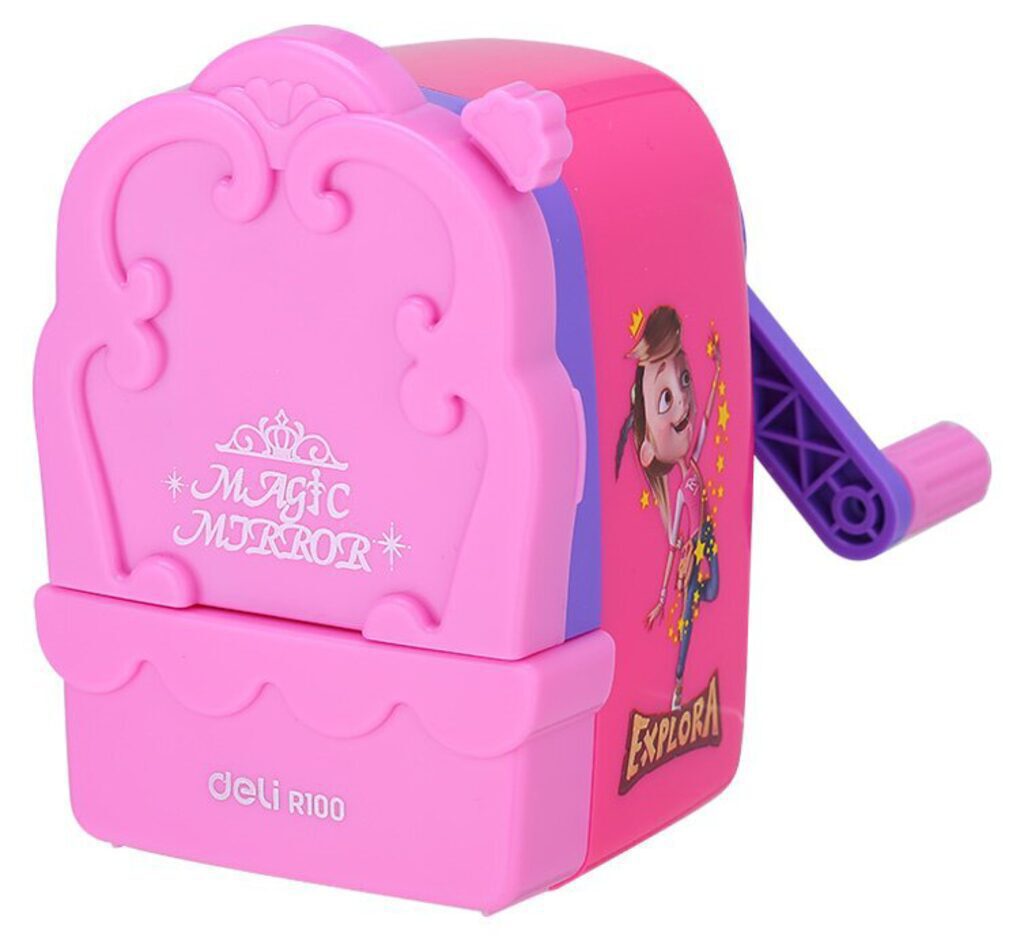 Точилка механическая 1 отв,  пласт.корпус, С ЗЕРКАЛОМ, ассорти