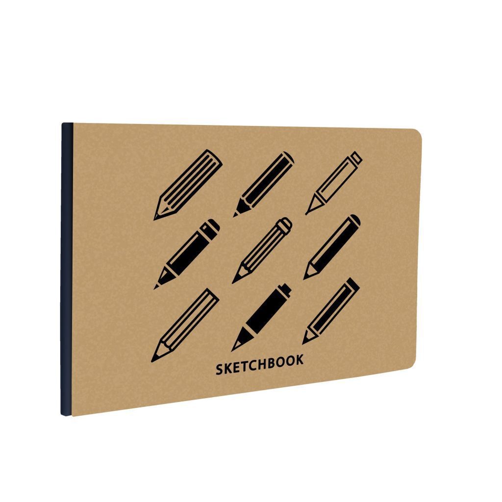 Скетчбук А5  40л., клеевой кор., 135гр/м2 "KRAFT&COLOR. Дизайн 2" тв.обложка