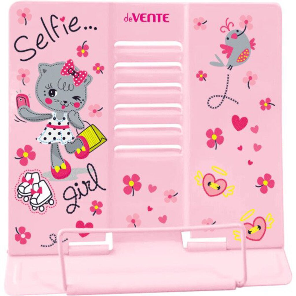 Подставка для книг "Selfie Girl" полностью металл, розовая