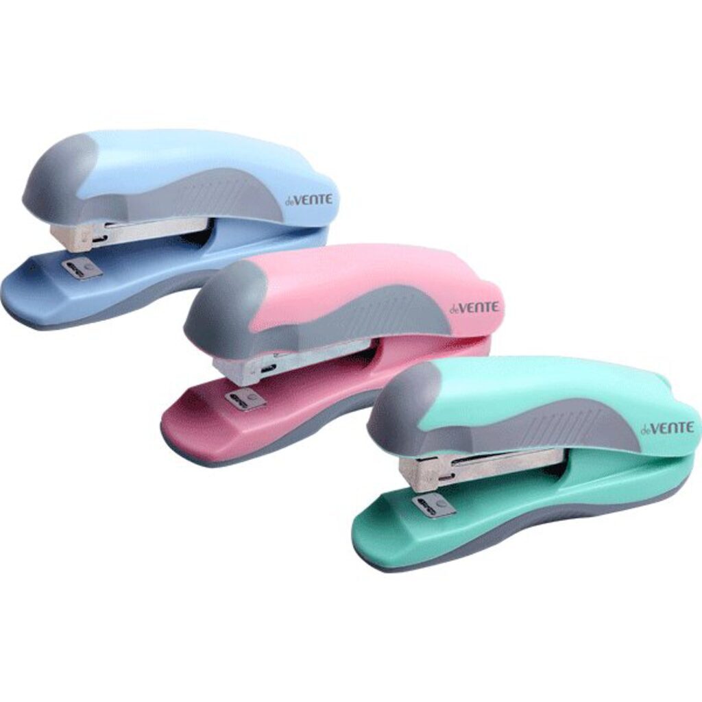 Степлер deVENTE Pastel №10  до 12л, пластик, Soft Touch ассорти 3 пастельных цвета
