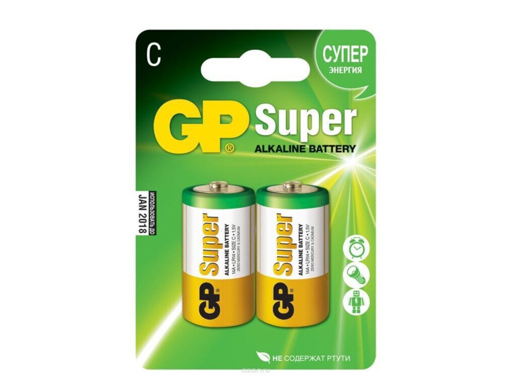 Батарейка LR14 (С) GP Super Alkaline, блистер, цена за 1 шт