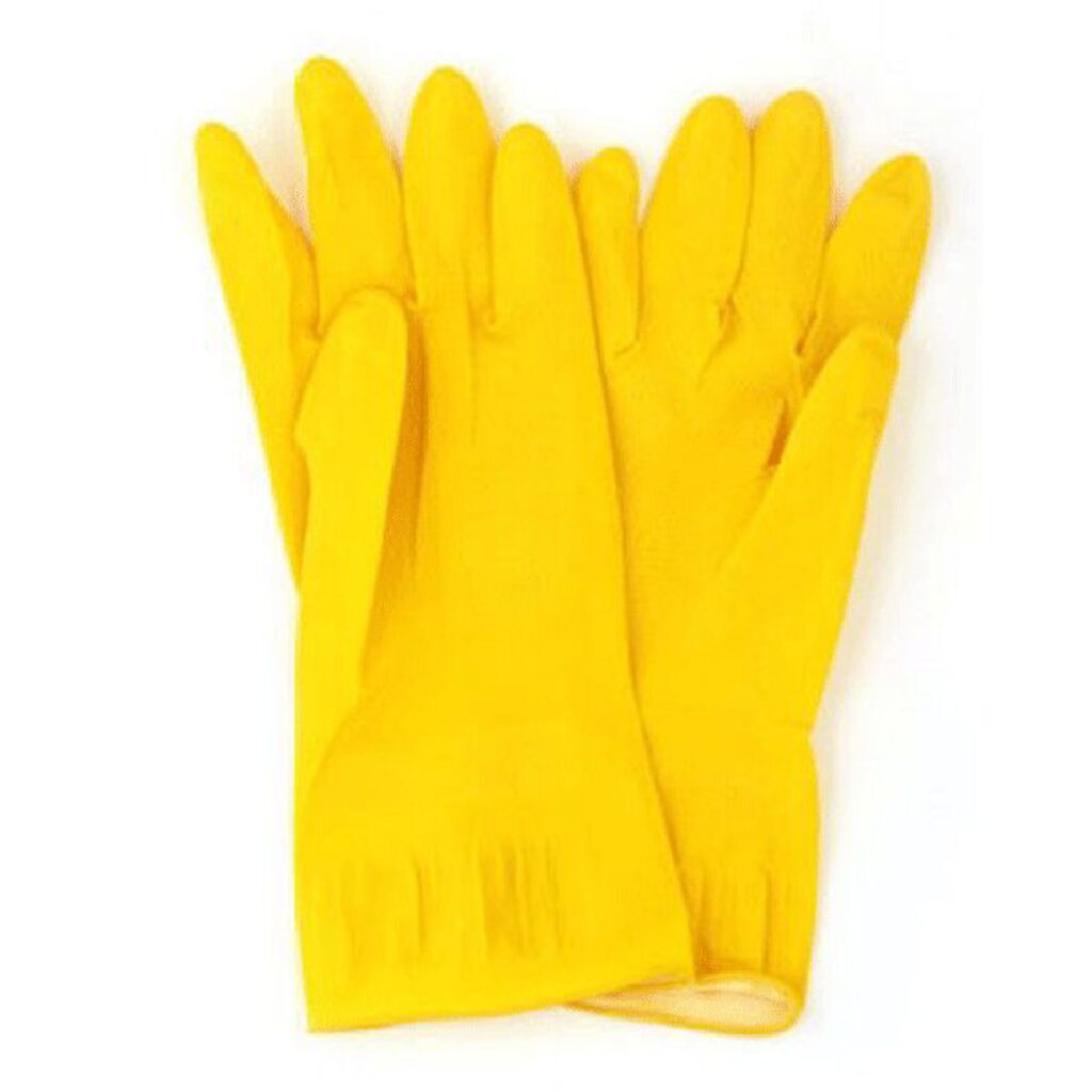 Перчатки хозяйственные латексные "CleanLab", XL (очень большой), с внутр. напыл. 100% хлопок, желтые