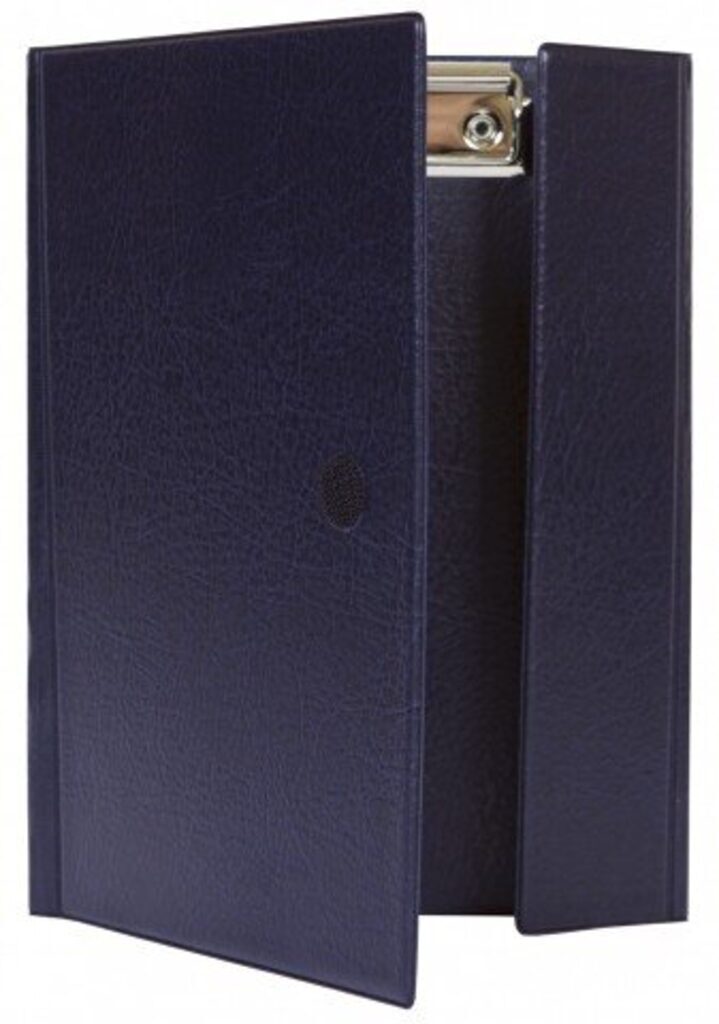 Папка с 1 зажимом А5 синяя, ПВХ, с застежкой-липучкой, карман-уголок