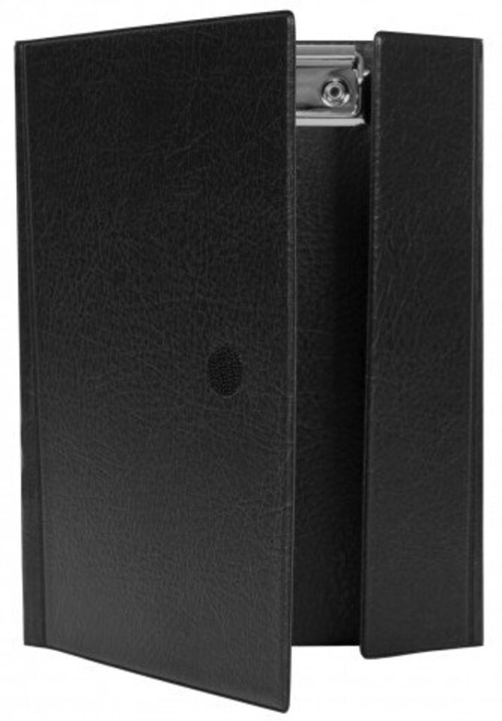 Папка с 1 зажимом А5 черная, ПВХ, с застежкой-липучкой, карман-уголок