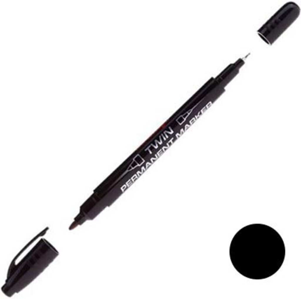 Маркер перманентный двухсторониий 0,7мм и 1мм  черный, Luxor "150" пулевидный наконечник