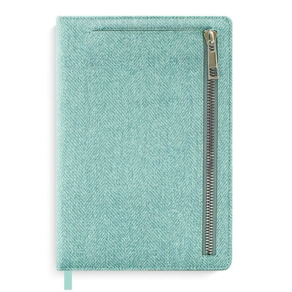 Ежедневник недат А5 к/з "Твид бирюзовый" 320стр. тв.пер. с поролоном, блинт.тисн., ляссе
