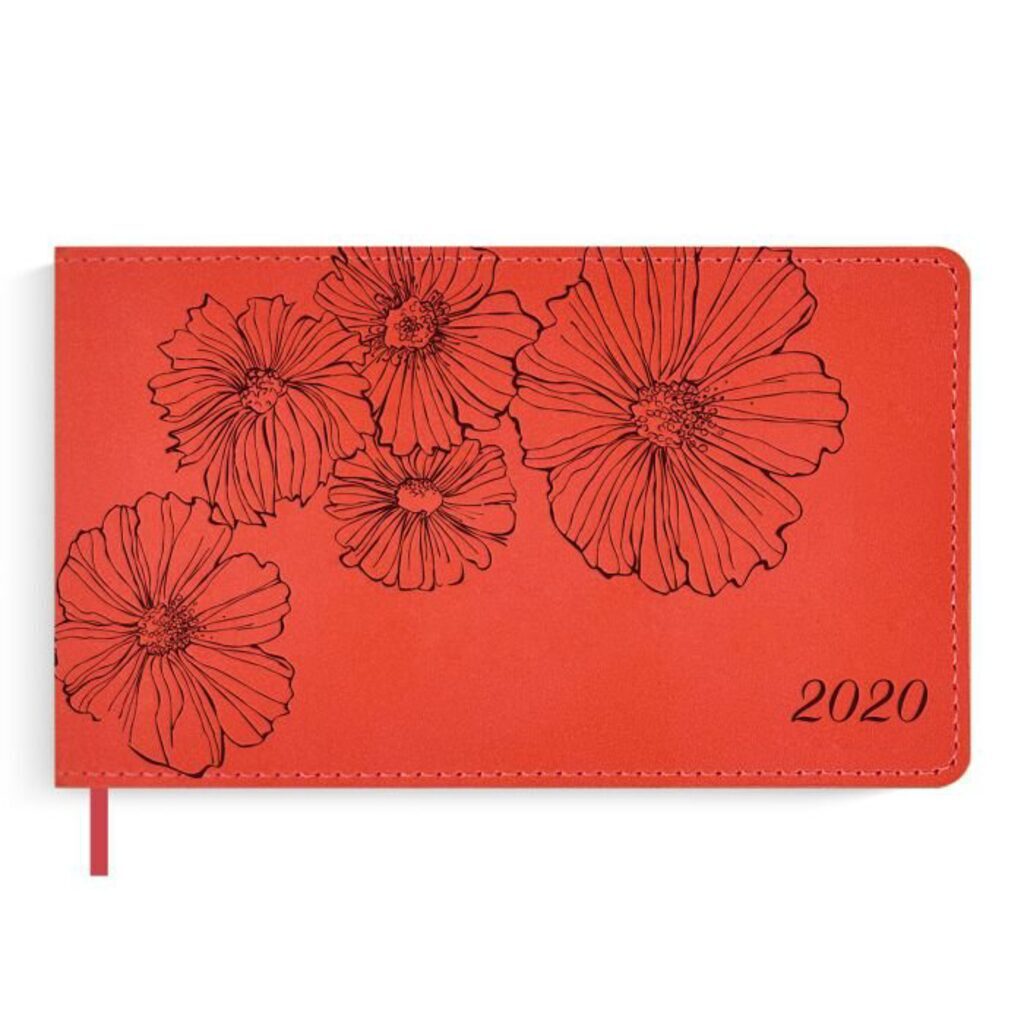 Еженедельник дат. 2020г (150*87) к/з "Бейбискин красный" 128стр., мягк.пер., блинт.тисн., ляссе