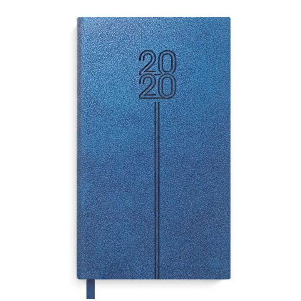 Еженедельник дат. 2020г (80*140) к/з "Травертин синий" 128стр., тв.пер., блинт.тисн., ляссе