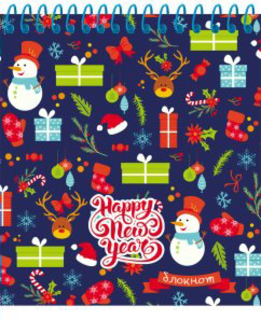 Блокнот А6  48л "Новогодние символы" цв.спираль