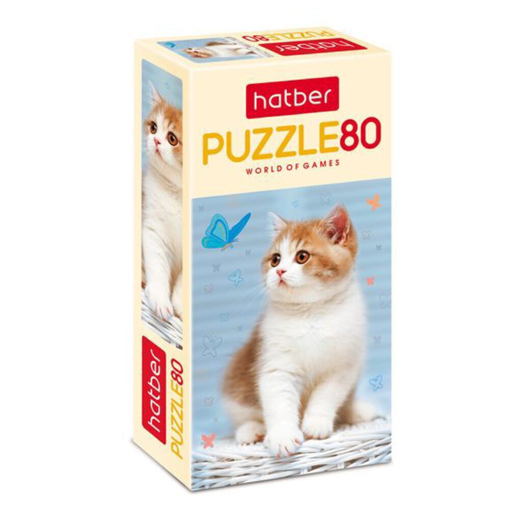Пазлы   80 элементов  165*230мм.  "Котенок и бабочка"