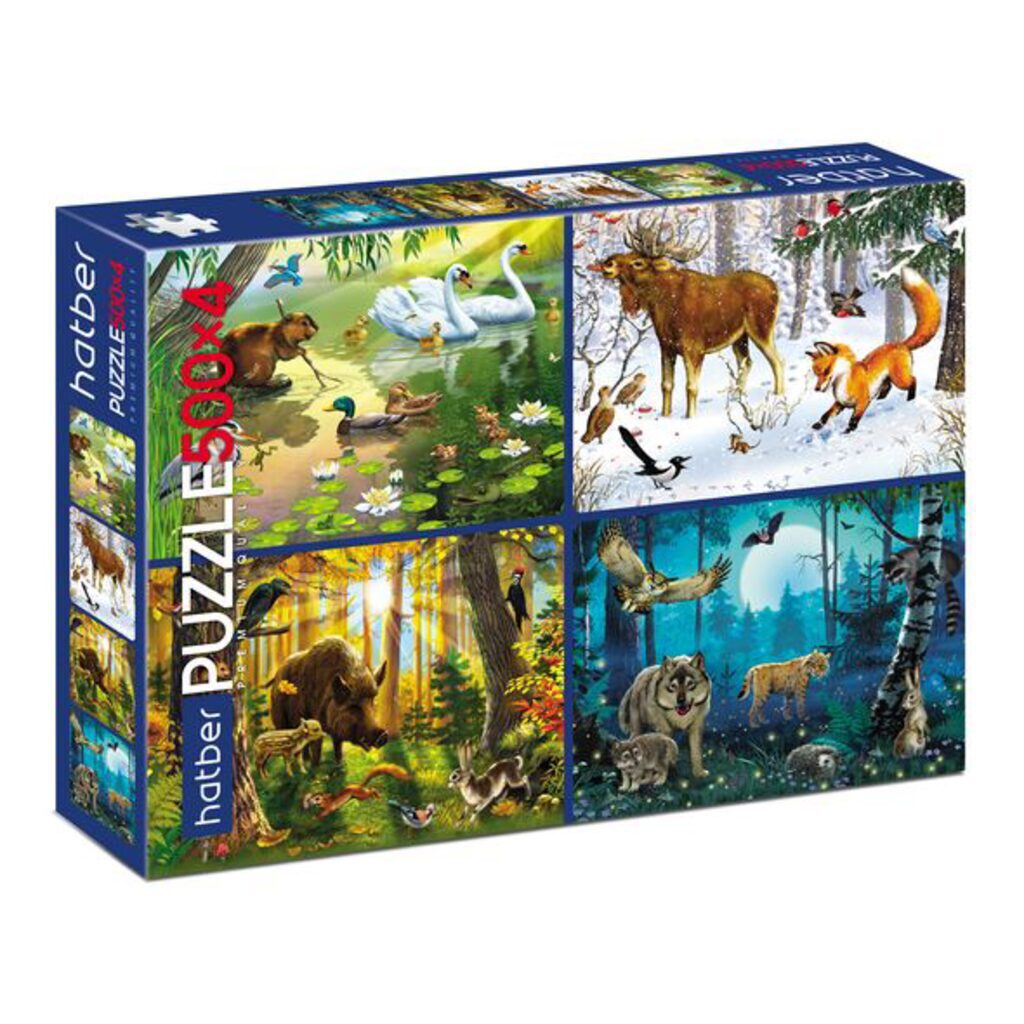 Пазлы     500+500+500+500 элементов "Лесные жители" Premium