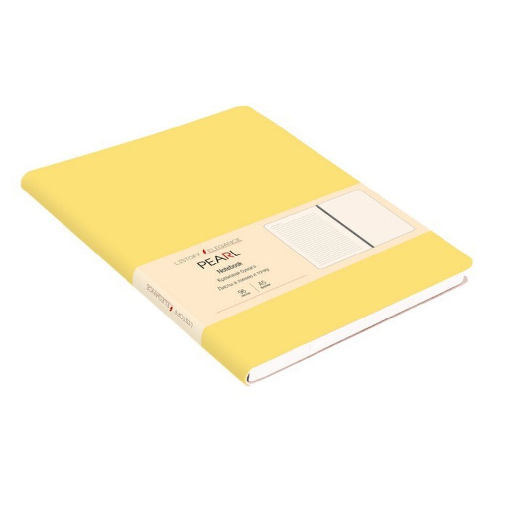 Записная книжка А5   96л. "PEARL. Желтый" интегр.пер., кожзам, ляссе