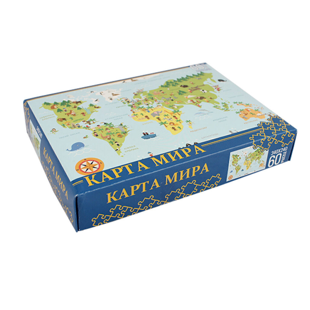 Пазлы   60 элементов  340*240мм.  "Карта мира"