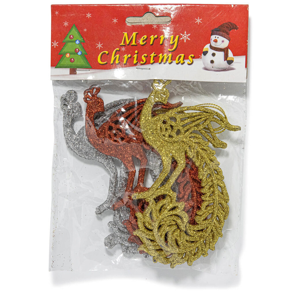 Набор подвесных украшений "Волшебные птицы" 12см, 3 шт, пластик