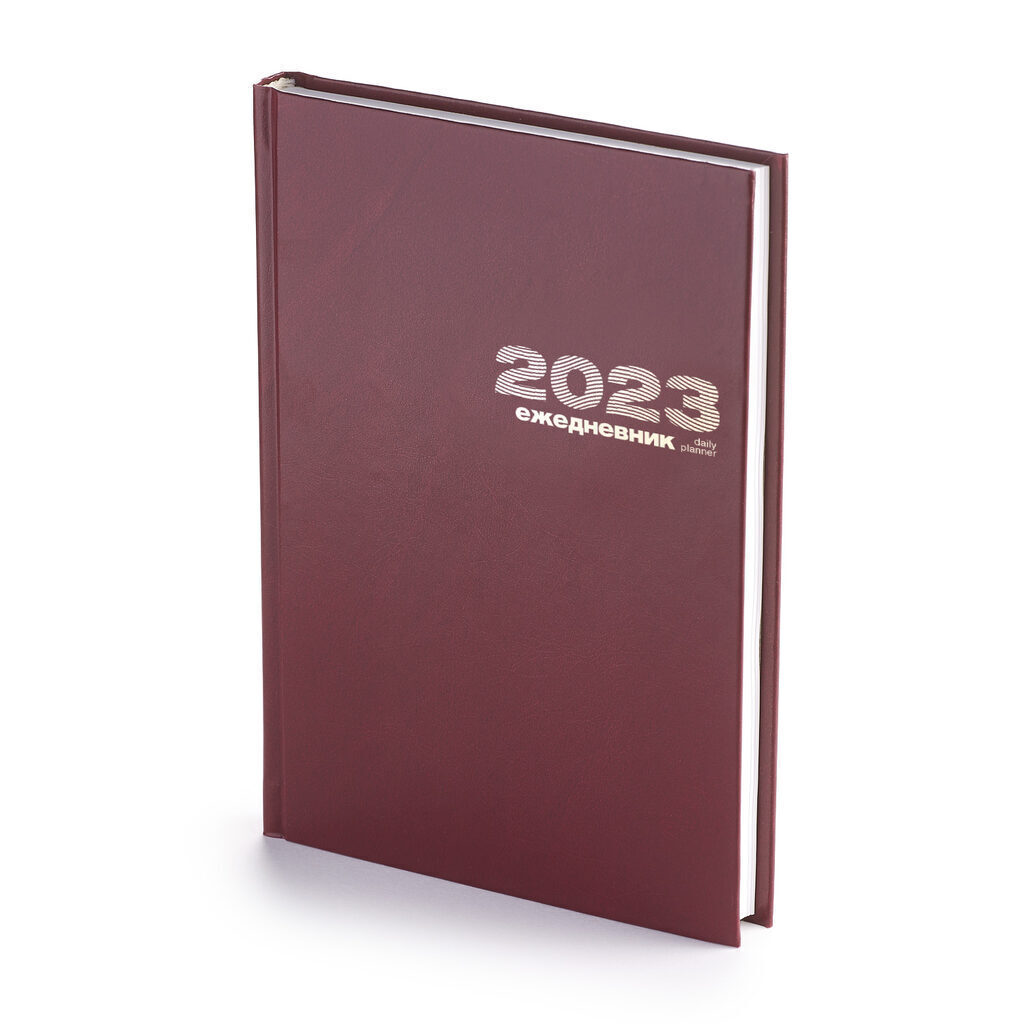 Ежедневник дат. 2023 А5+ 7БЦ бумвинил "Бордовый", 336стр.