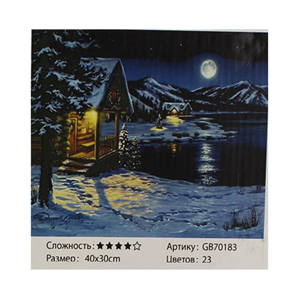 Мозаика алмазная 30*40см "Зимняя ночь" на подрамнике