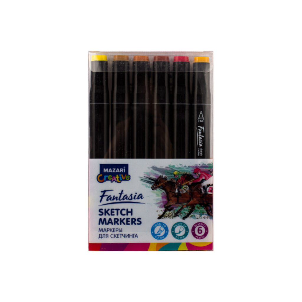 Набор маркеров для скетчинга  6цв. FANTASIA. Autumn colors, двусторон., 3,0-6,2мм