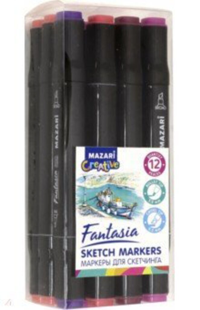 Набор маркеров для скетчинга 12цв. FANTASIA. Berries colors, двусторон., 3,0-6,2мм