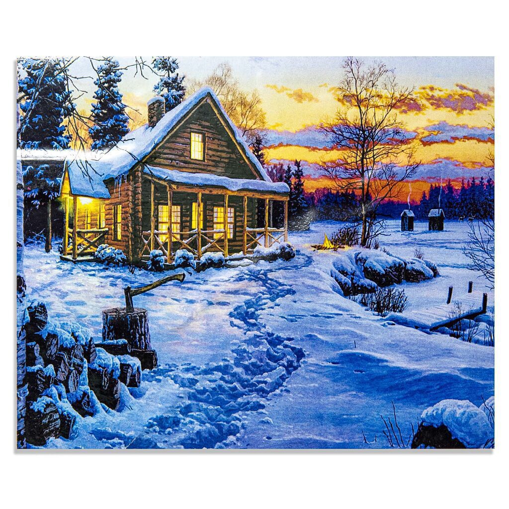 Мозаика алмазная 30*40см "Домик в снегу" на подрамнике