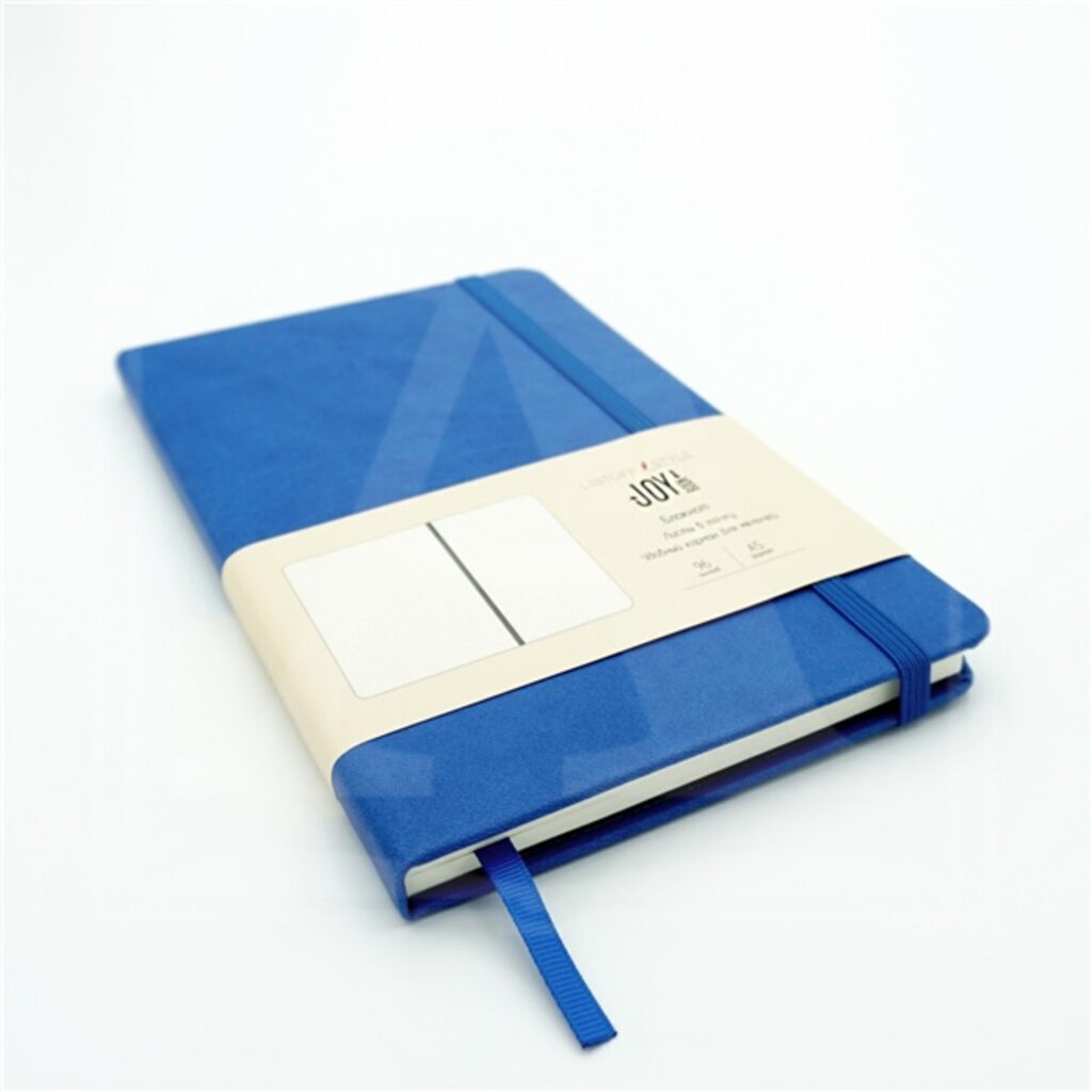 Записная книжка А5  96л. "Joy Book. Синий" иск.кожа, точка, ляссе, 135*213мм