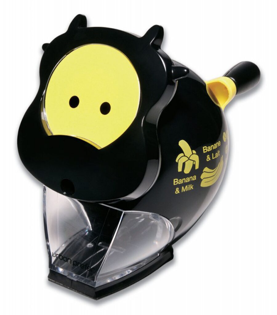 Точилка механическая Корова 1 отверстие пластик, черный/желтый