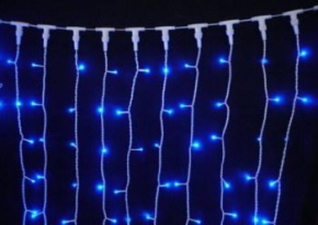 Гирлянда электрическая 1,4*1,4м 80LED "Занавес" светодиодная ГОЛУБАЯ, 220В