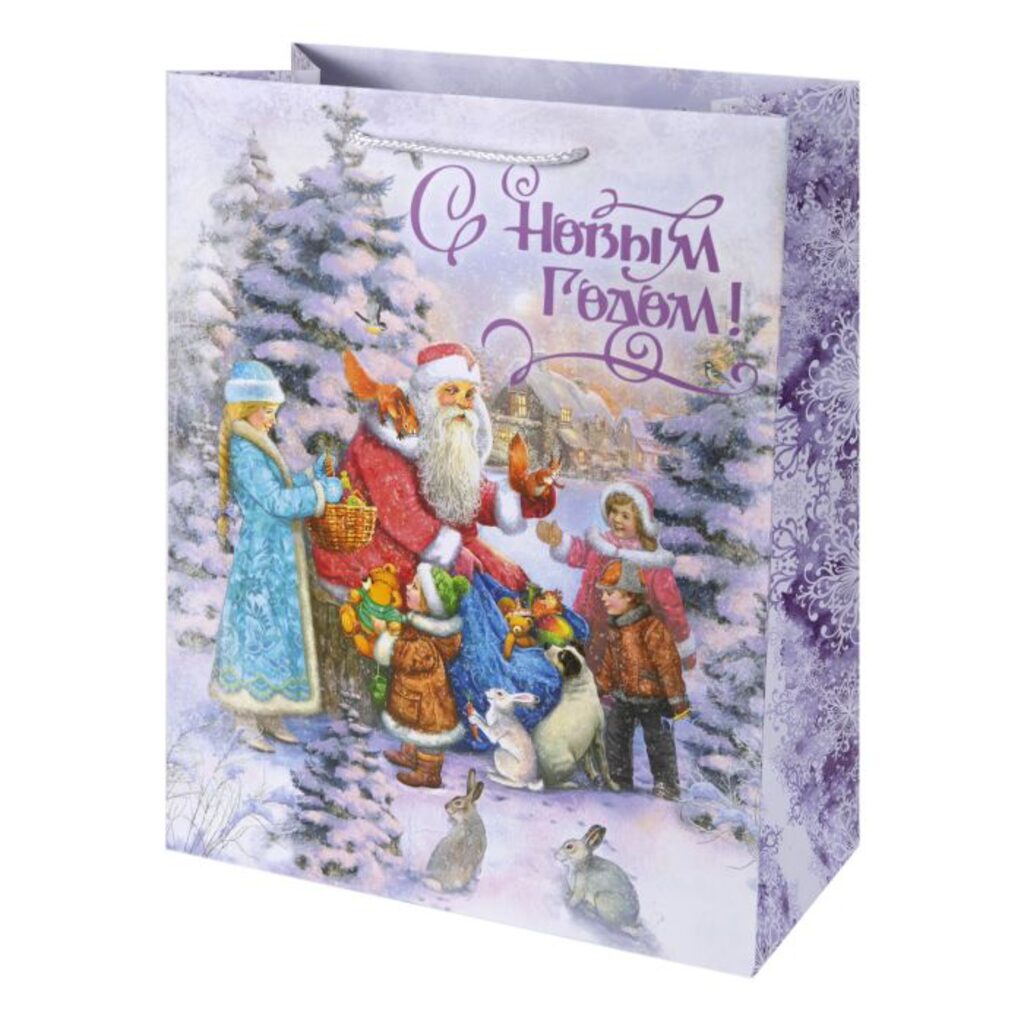 Пакет подар. бум. новогодн. 23*18*10см Лесная сказка, пл. 140 г/м