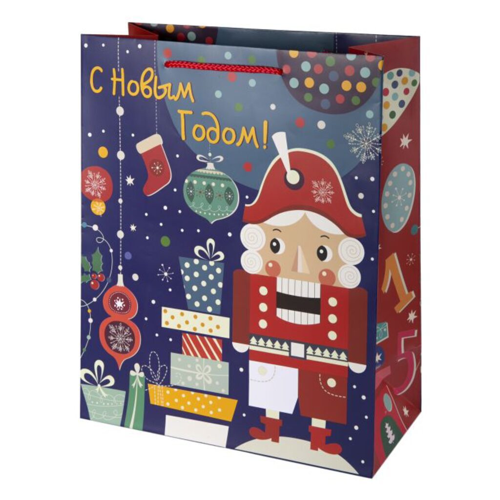 Пакет подар. бум. новогодн. 23*18*10см Кракатук, пл. 140 г/м