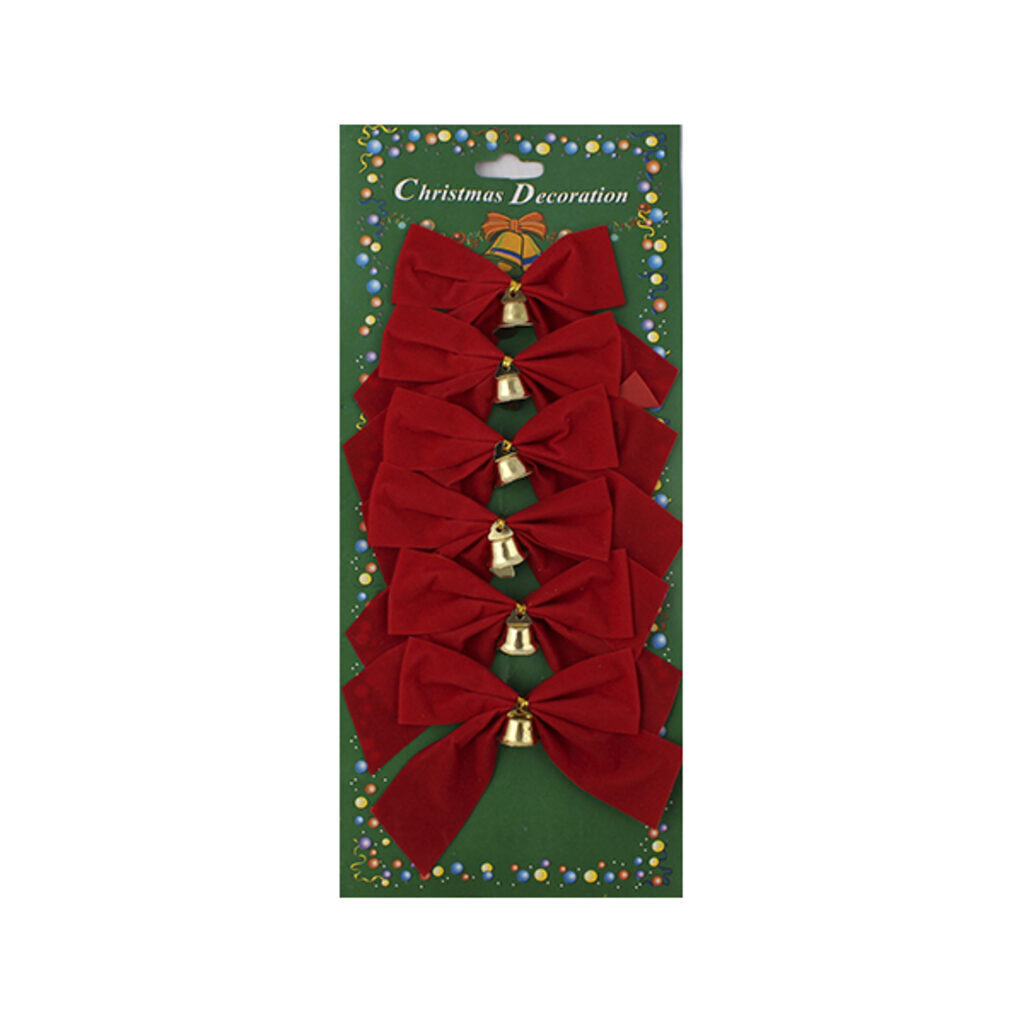 Набор подвесных украшений "Бант" 8см, 6шт, красный