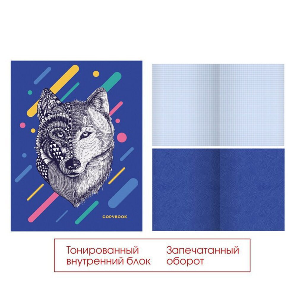 Тетрадь А5 48л  кл.,    !ТОН.БЛОК! "BLUE. Дизайн 4", тонированный блок, мат.лам., запеч.оборот