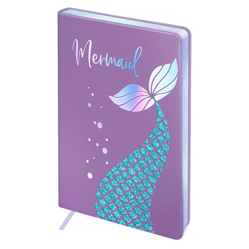 Ежедневник недат. A5 (148*210) "Mermaid. Sparkle shine" 136л, кожзам, тв. обложка, 80г/м2, ляссе