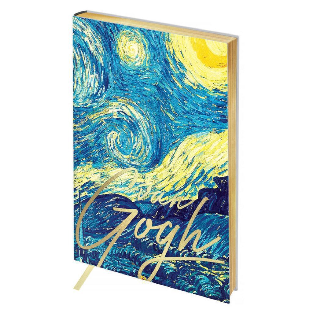Ежедневник недат. A5 (148*210) "Vision. Van Gogh. Night" 136л, кожзам, мягк. обложка, 80г/м2, ляссе