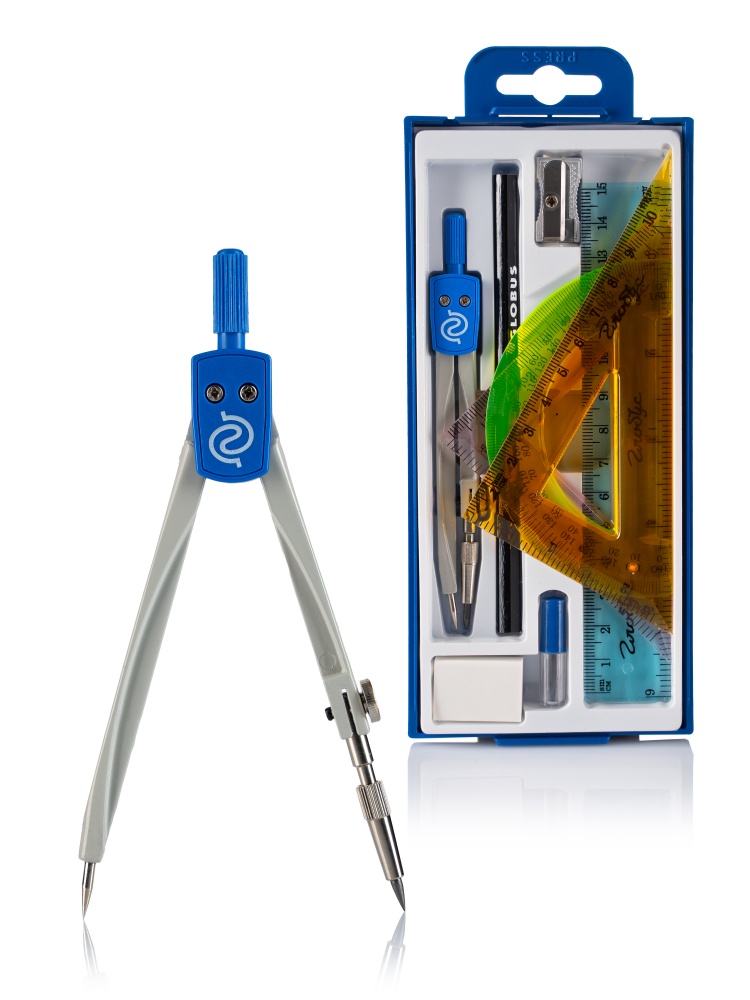 Набор чертежный Школа 9предм. сталь (футляр)